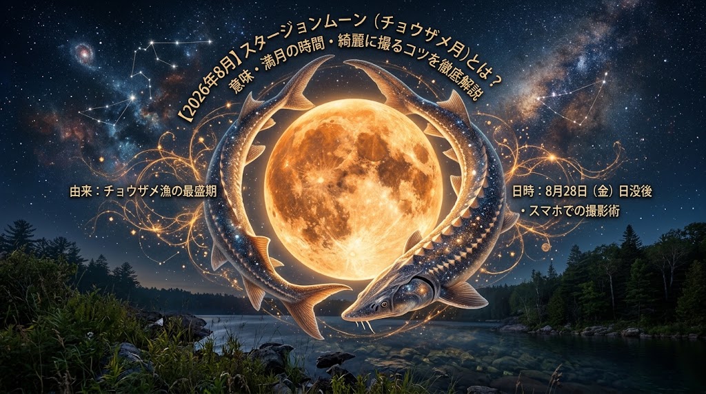 【2026年8月】スタージョンムーン（チョウザメ月）とは？意味・満月の時間・綺麗に撮るコツを徹底解説